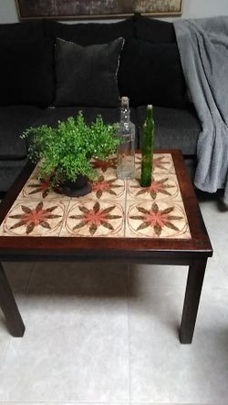 Solid Wood Accent Table With Tile Top