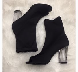 Clear heel sock boots