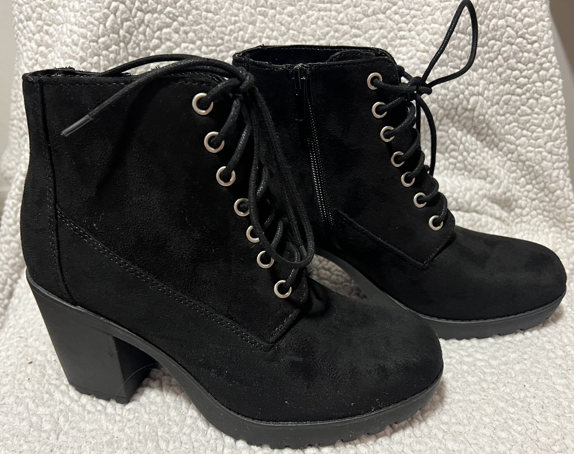 Black Suede Ankle Boots- NEW
