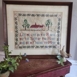 Charming Antique Cross Stitch Sampler 