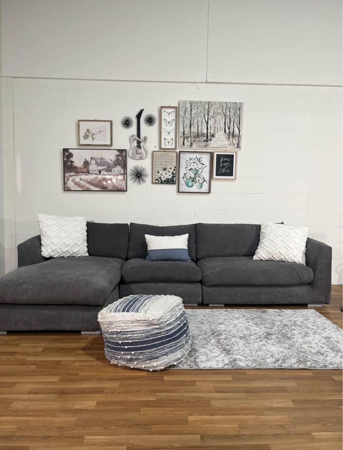 Gray Feather Down Stuffed Cloud Sectional Couch Free Delivery! 🚛