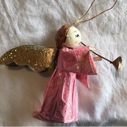 Vintage papier-mâché angel Christmas ornament
