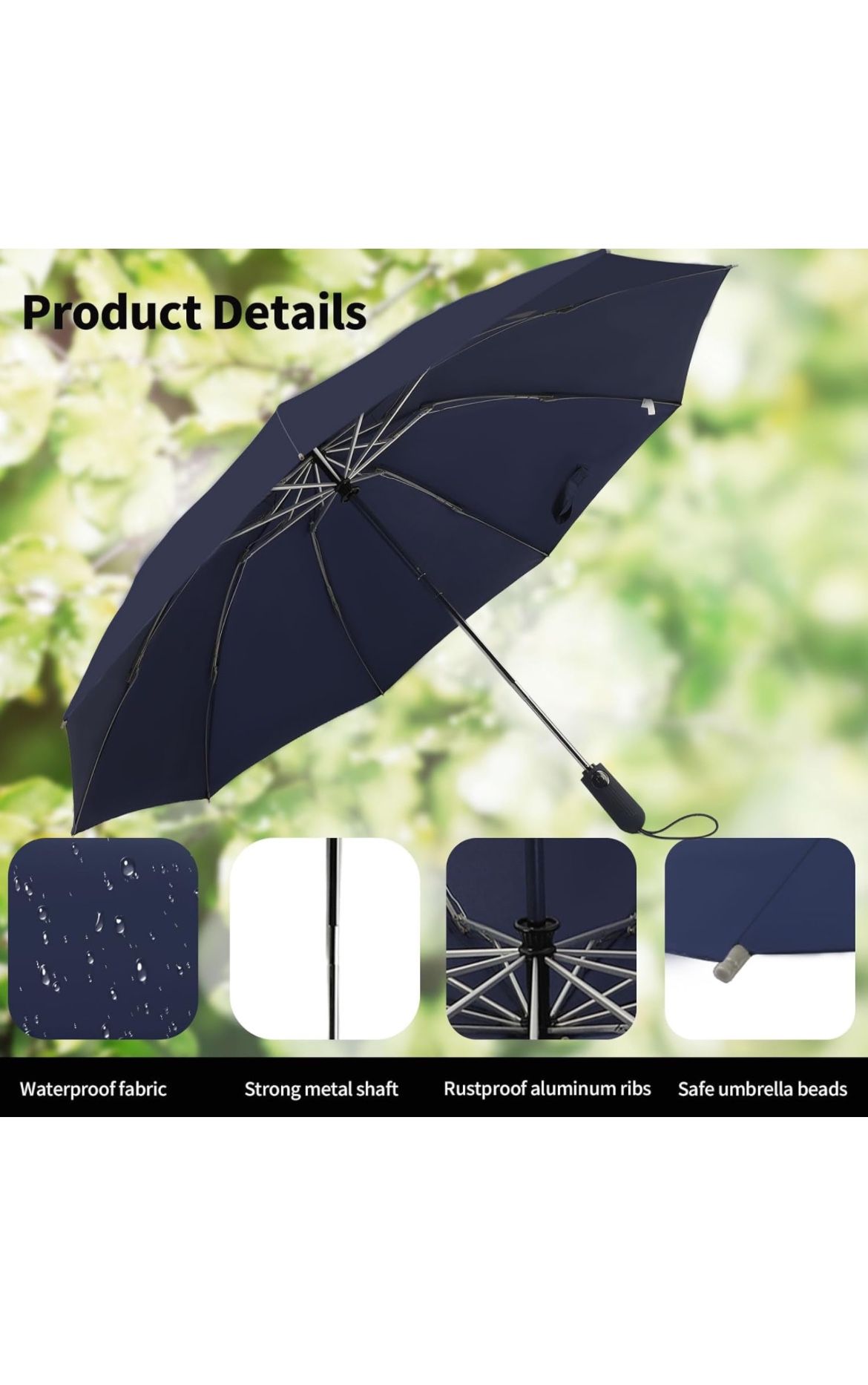 Umbrella Travel Large Windproof Inverted Umbrellas for Rain Portable Automatic Small Compact Reverse Folding Umbrellas for Women Men