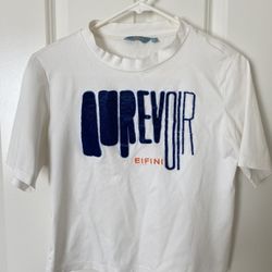 Women White Cuttop Graphic TShirt Size M