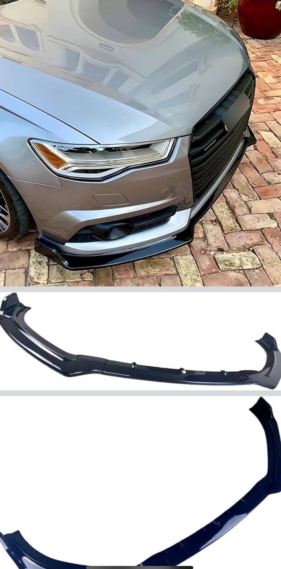 3 Pcs Car Foront Bumper Lip Spoiler Splitter Compatible for Audi A6 S6 C7 Facelift TFSI TDI Avant S-Line 2014-2018 Front Bumper Lip Chin Canards Bran