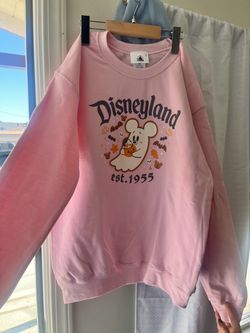 Disneyland Pink Mickey Ghost Sweatshirt Crewneck Jersey Est.1955 XS