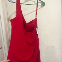 Red Dress One Shoulder
