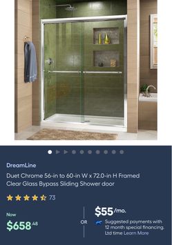 DreamLine Duet Chrome 56-in to 60-in W x 72.0-in H Framed, Dreamliner SlimLine 30-in W × 60-in L Right Black Single Threshold Rectangle Shower Pan Ba