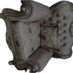 Antique Beautiful Royal/Silk Covered White Seat Chair