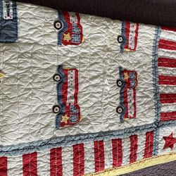 Pottery Barn For Kids Crib Blanket ( Fire Truck Theme)