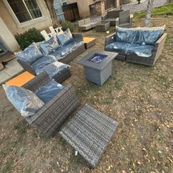 High Quality Patio Furniture Set Outdoor Patio Furniture Set Fully Assembled In The Box Deep Seating Cushions Fire Pit Propane All Brand New 🆕🛺🚎🚛
