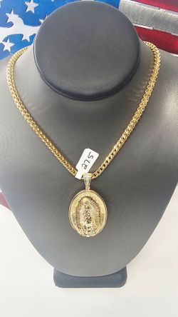14k 24inch 4mm Chain And 14k Cz Pendant