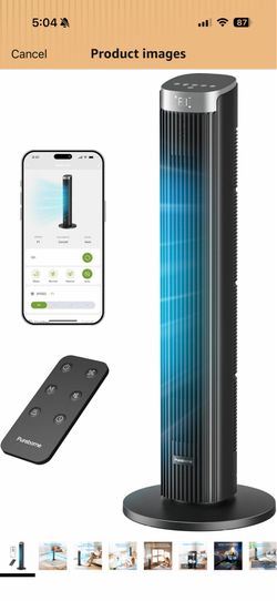 New in box Tower Fan for Bedroom, 36" Smart Standing Fan with 90° Oscillating, APP & Voice Control, LED Display, 4 Modes 4 Speeds up to 25ft/s, 12H Ti