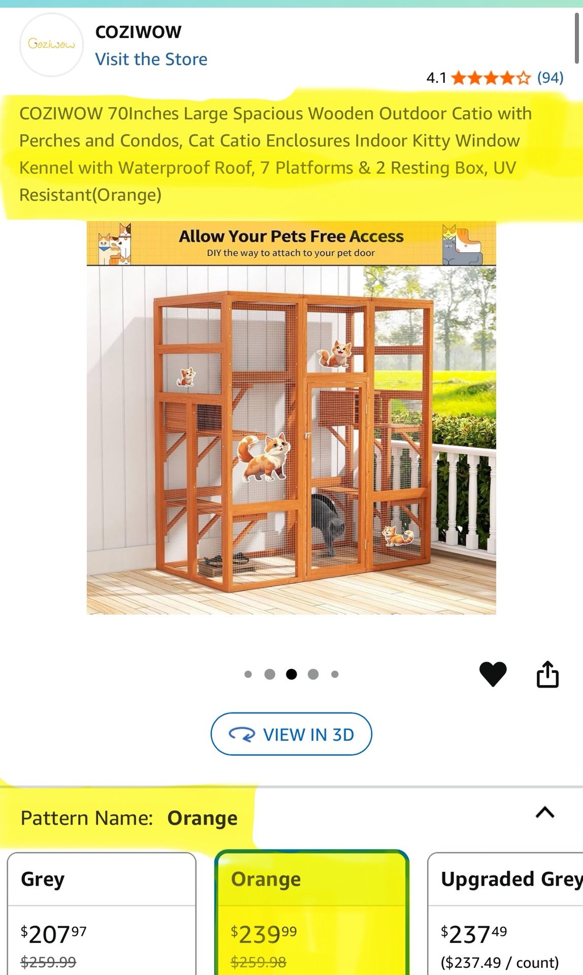 Large Spacious Wooden Outdoor Cat Cage