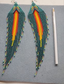 Hand Beaded Earrings. 