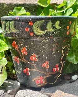 Hand - Painted Terracotta Flower Pot / Planter- 4”