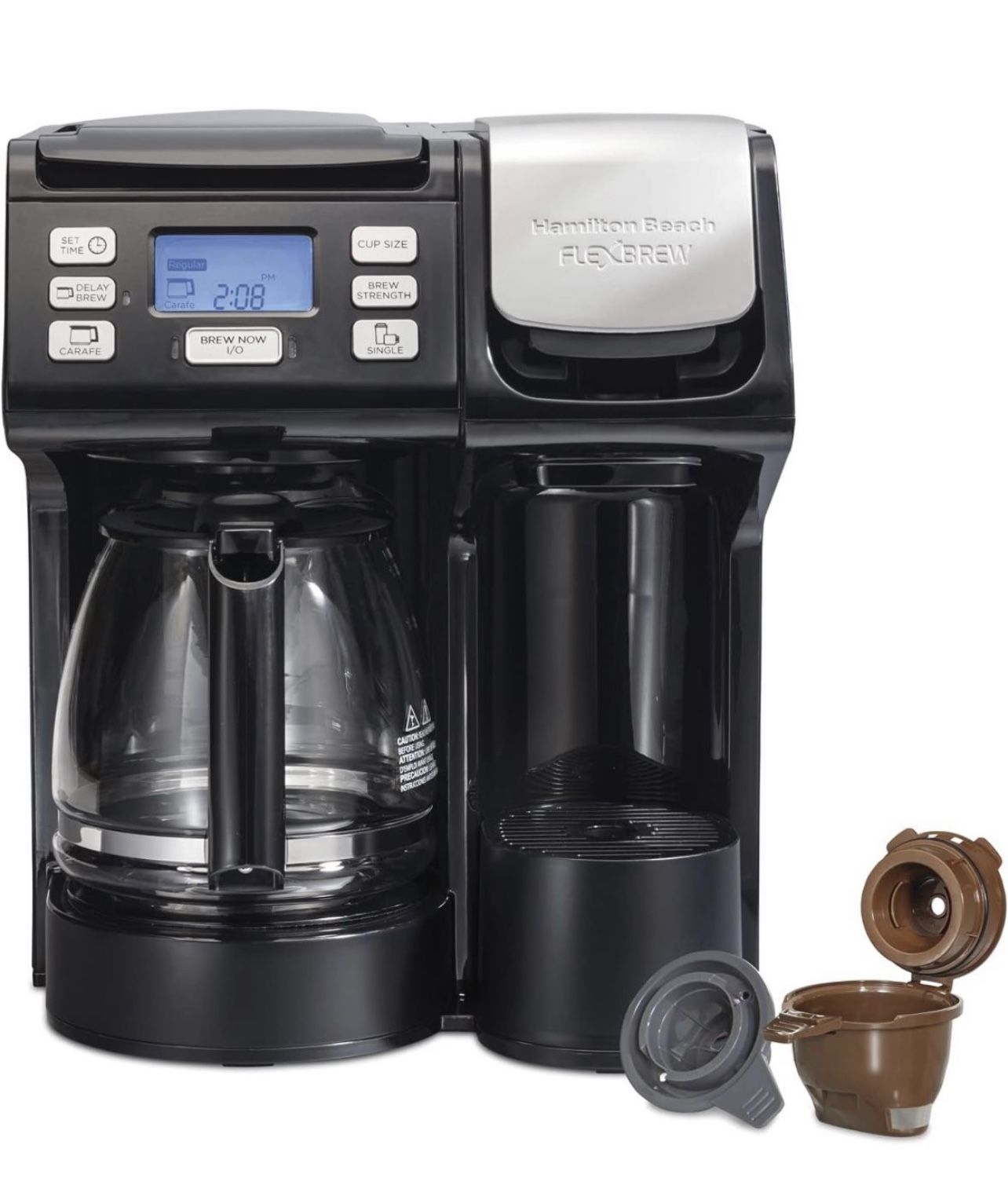 Hamilton Beach FlexBrew Trio 2-Way Coffee Maker, Compatible with K-Cup Pods or Grounds, Combo, Single Serve & Full 12c Pot, Black - Fast Brewing