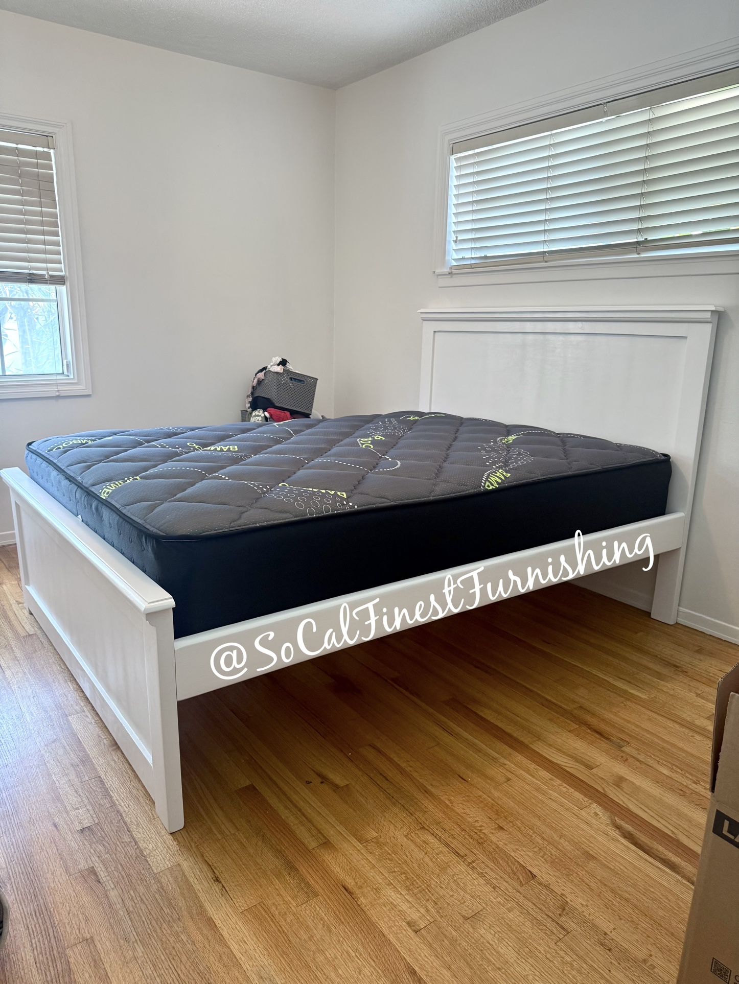 White Queen Bed With Mattress