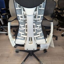 BRAND NEW! HERMAN MILLER EMBODY CHAIR ADJUSTABLE ARMS BLACK SYNC FABRIC WHITE FRAME TILT LOCK SEAT DEPTH ADJUSTMENTS RETAIL $2700 OUR PRICE $1595