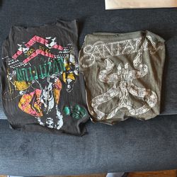 Original Vintage Led Zeppelin 1977 US Tour & Santana Concert Ripped Front Of Shirt