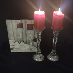 A Set Of Two Mikasa 24% Crystal Candle Holders