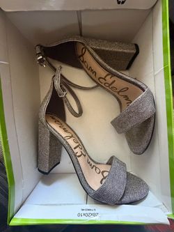 Sam Edelman Gold Glitter Block Heel Sandals