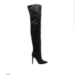 Kendall and Kylie Satin thigh High Boots