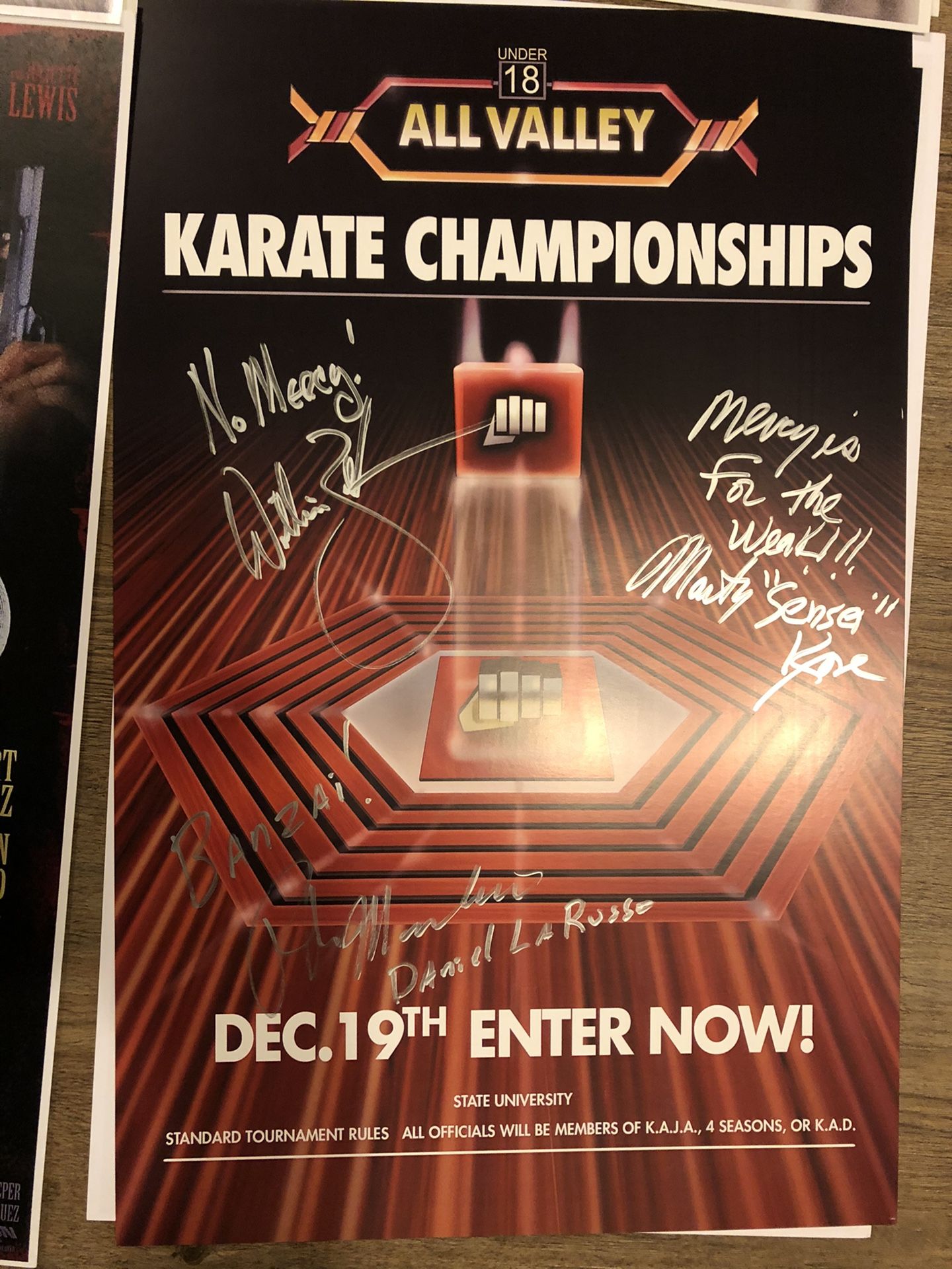 Karate kid triple signed 11x17