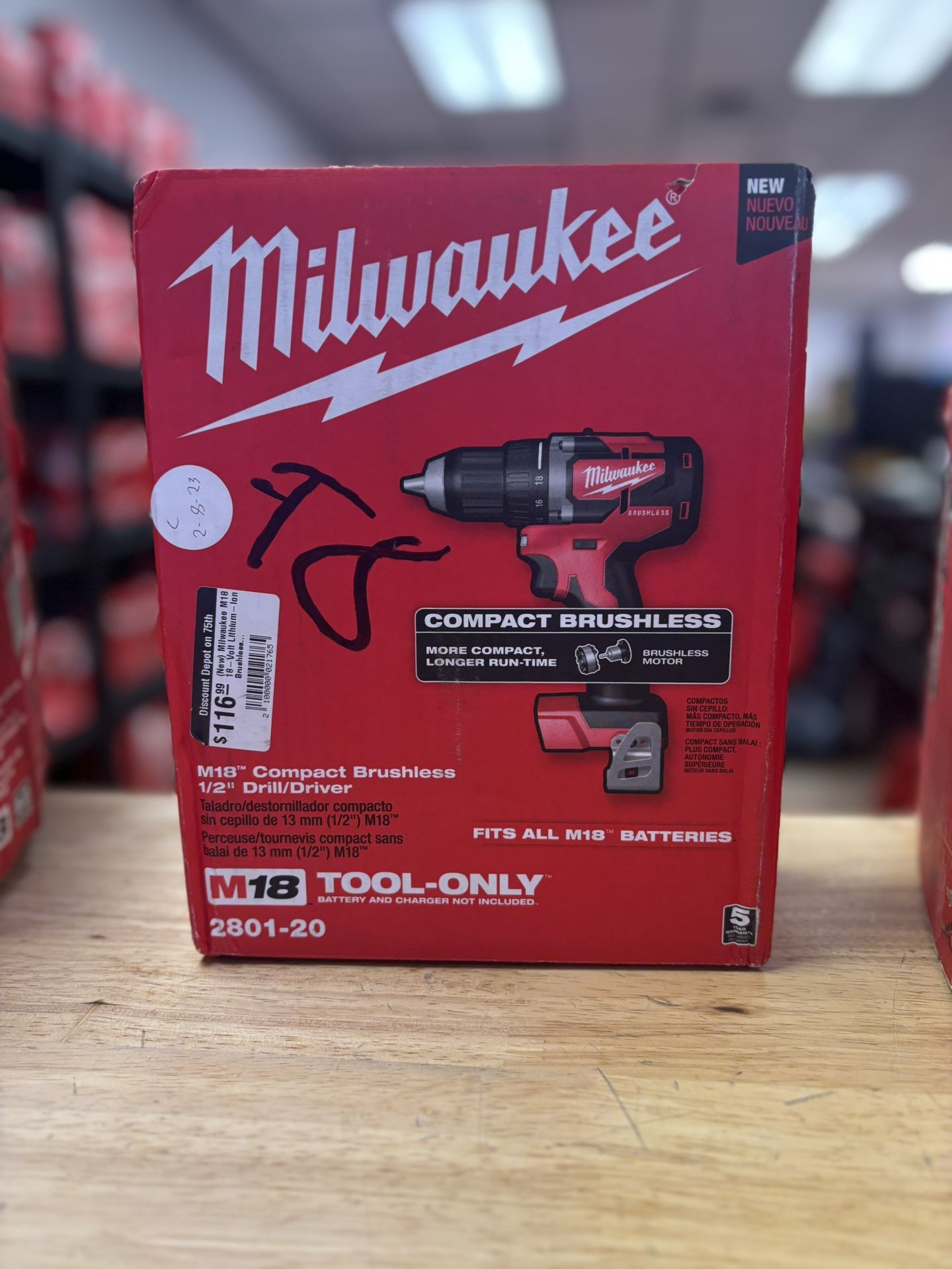 Milwaukee M18 18-Volt Lithium-Ion Brushless Cordless 1/2in. Compact Drill/Driver (Tool-only)
