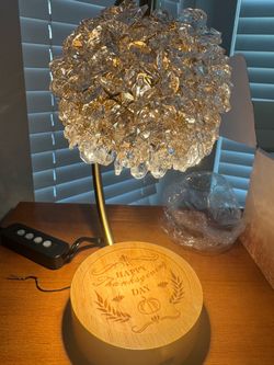 Candle Warmer Lamp with gold-colored, 12 inch high. textured, spherical lampshade and wooden base #candlewarmer #lamp Elegant candle warmer lamp with