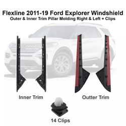 2011-2019 Ford Explorer Windshield Outer and Inner Trim R & L Side +Clips DW1843