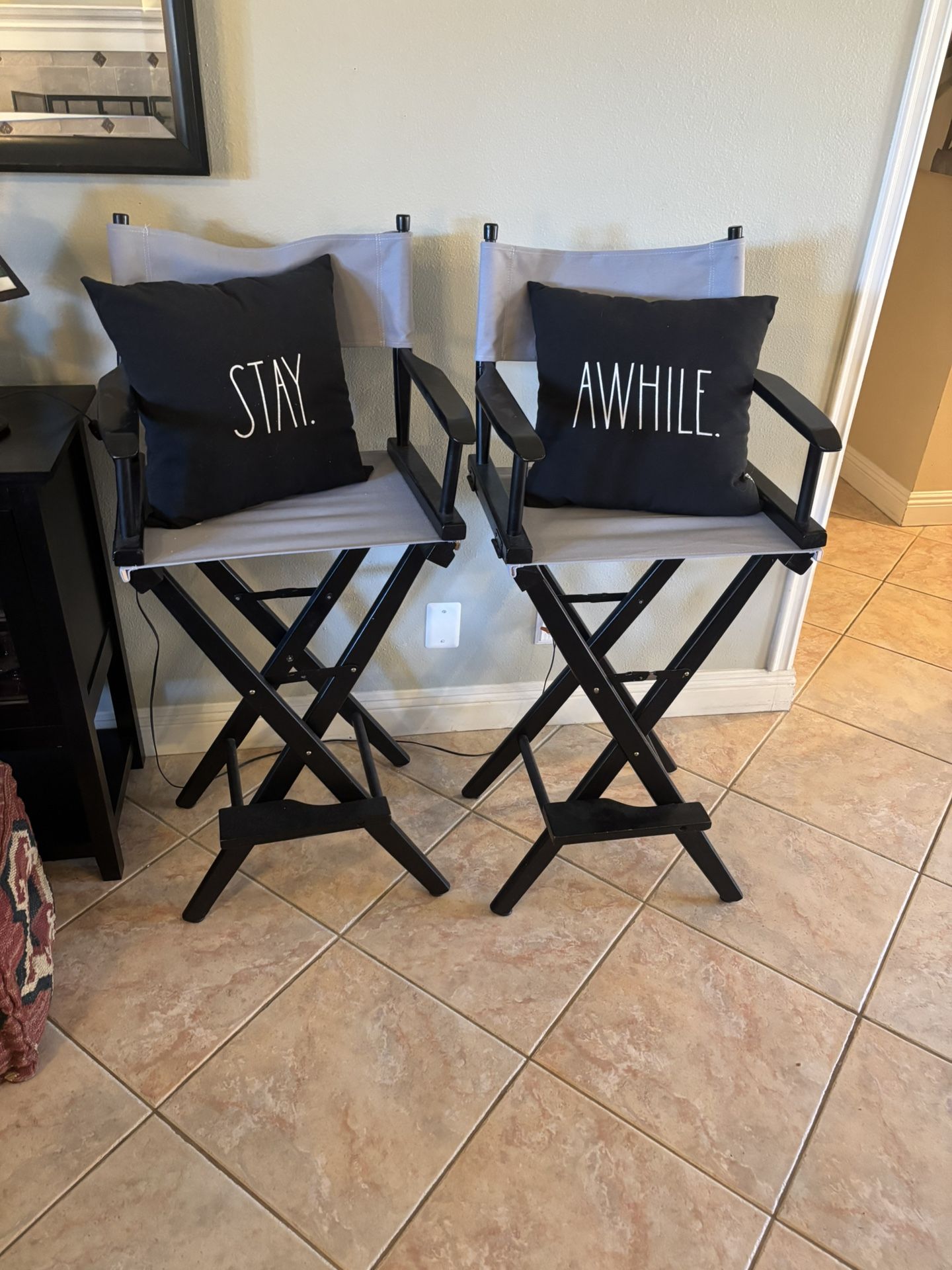 Collapsing Directors Chairs, With Pillows