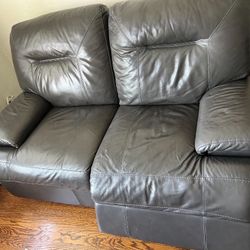 Gray Leather Recliner 