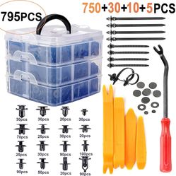 New 795pc Automotive Plastic Clip Retainer Kit With Pry Tools