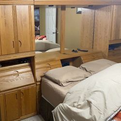 3 Pcs. Head Board Wood unit with lot of storage & Tv Cabinet with shelf & storage