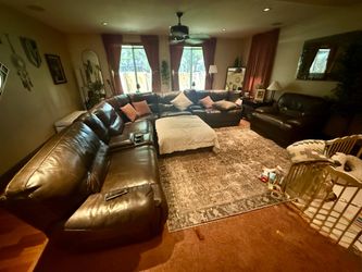Brown leather couch