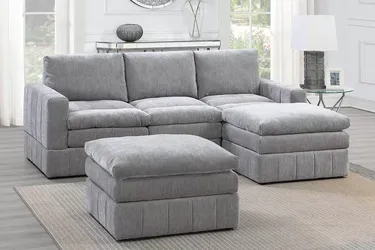 Brand New Grey Super Plush Modular Sectional Sofa w Ottoman