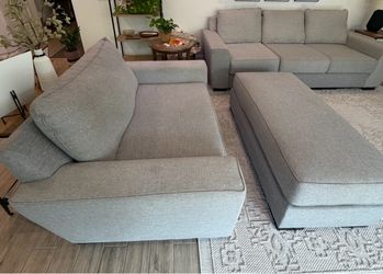 Gray Fabric Sofa/Loveseat with Ottoman