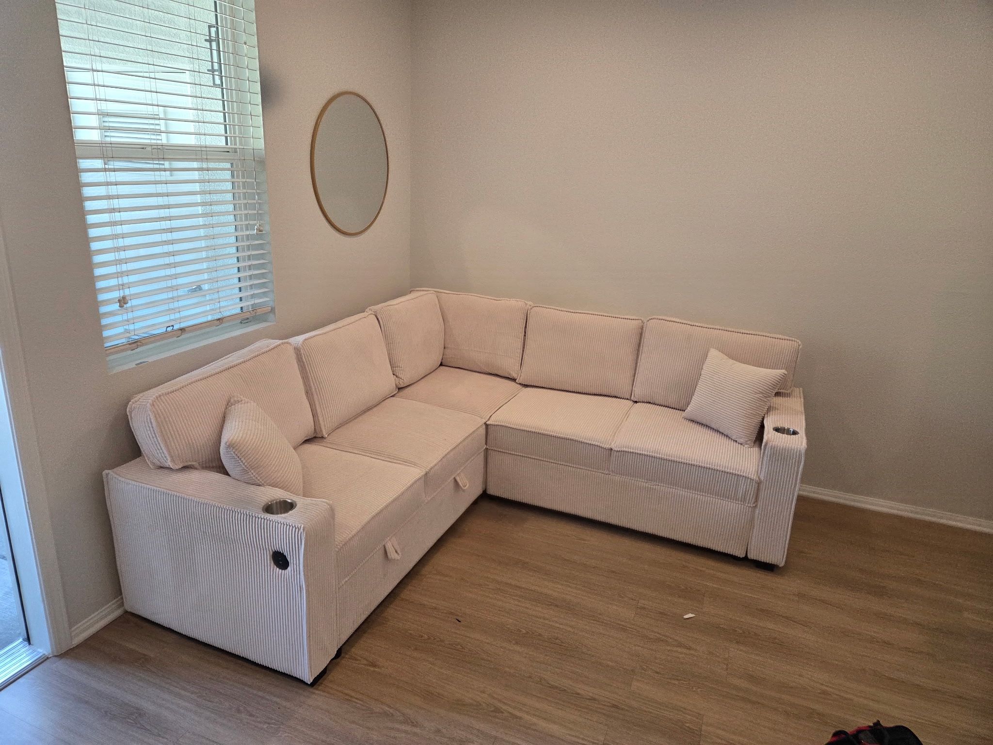 New 90x90 Sleeper Sectional Couch With Storage And USB 
