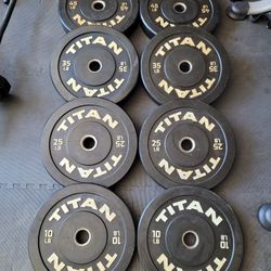 Olympic Weight Plates (2x45Lbs,2x35Lbs,2x25Lbs,2x10Lbs) for $275 Firm (Walnut 91789)
