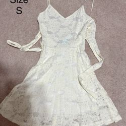 New Women White Summer Dress Size S Teenager Gift 