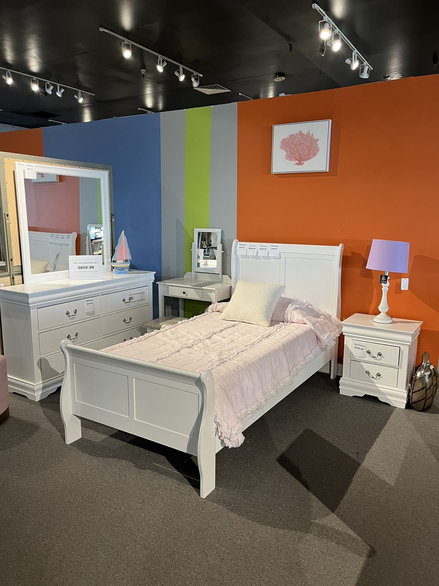 White 4PC Twin Bedroom Set