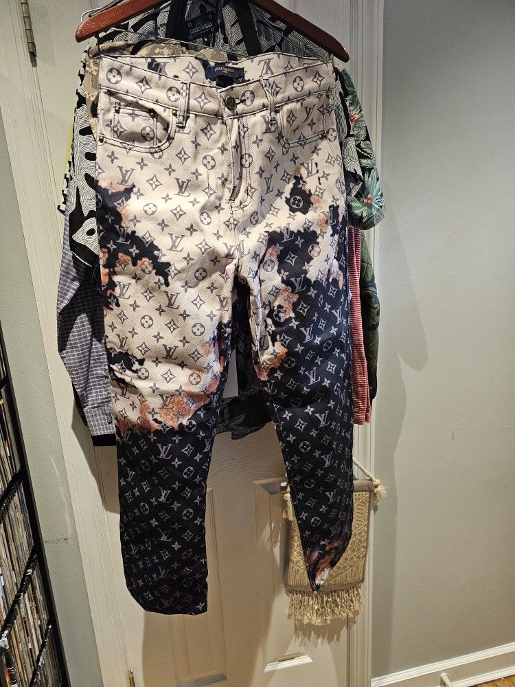 Louis Vuitton Burnt Monogram Blue Denim L Jeans