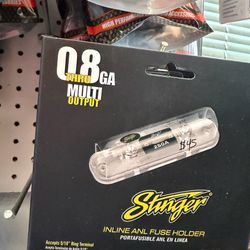 Brand-new Stinger 0/8-gauge inline ANL fuse holder ⚡ Multi-output design rated up to 250 amps. $45. Professional installation available. Located in Ce