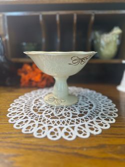 Teleflora Ivory & Gold Pedestal Candy Dish