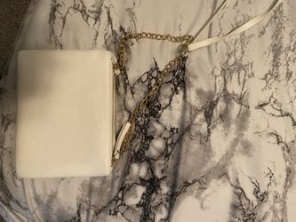 White purse with gold chain