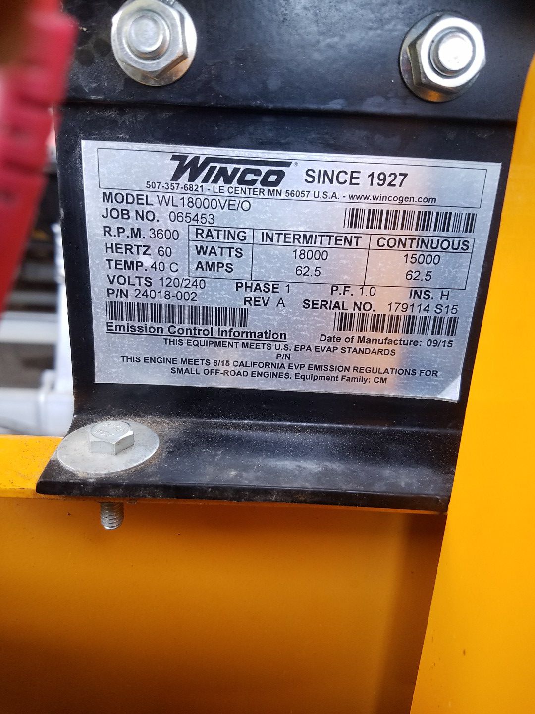 Miller weldmaster tpo robot welder and Winco 18000 watt generator