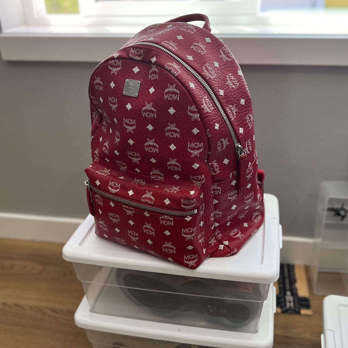Authentic MCM Backpack (red/white)