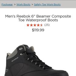 Men's Reebok 6"  Steel Toe Waterproof Boots

