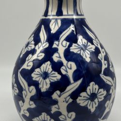 Blue and White Vase Made in India 9” Tall